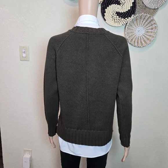 LAUREN RALPH LAUREN Womens Sweater Layered Bullion Patch Logo Brown Small - Picture 2 of 16